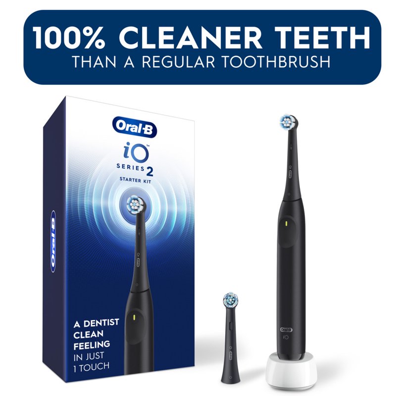 Oral-B IO Series 2 Rechargeable Electric Toothbrush Night Black With 1 Gentle Care Brush Head For Adults And Children 3+