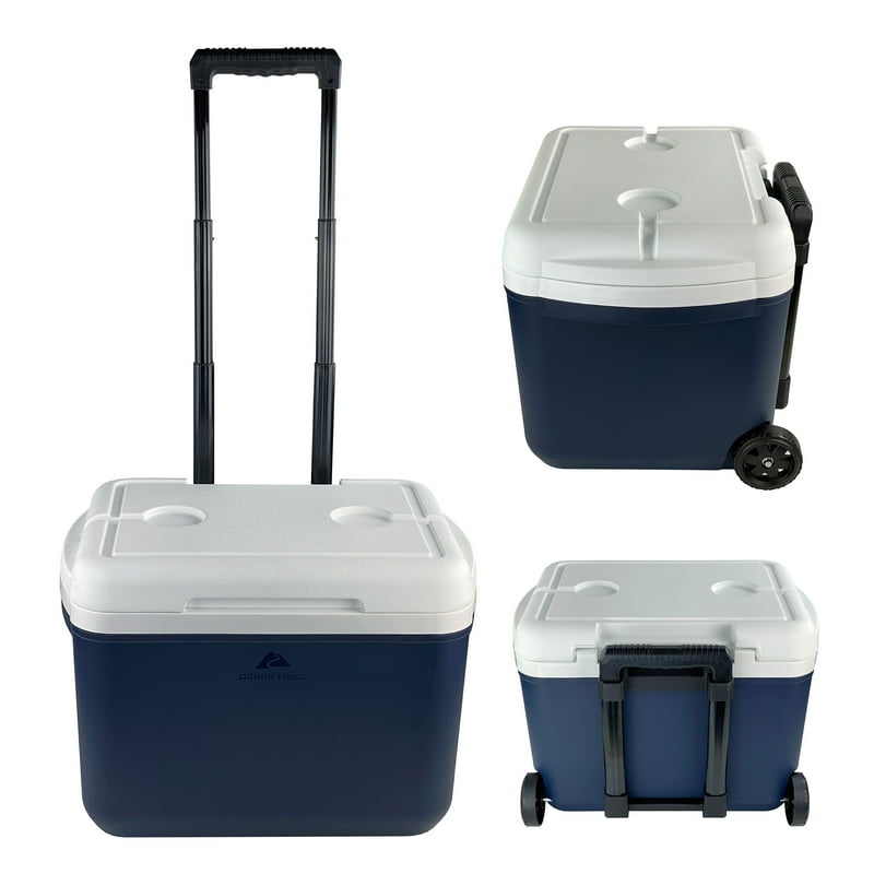 Ozark Trail 30 Quart Capacity Hard Side Wheeled Cooler 42-Can Blue Ozark Trail 30 Quart Capacity Hard Side Wheeled Cooler 42-Can Blue