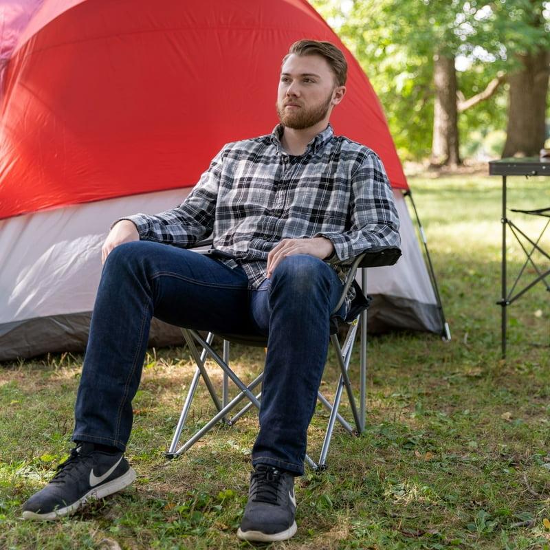 Ozark Trail Quad Folding Camp Chair With Cup Holder Black