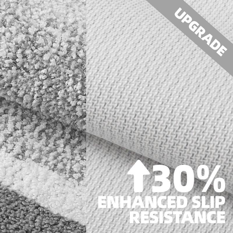 PABUBE Bathroom Rug Soft Absorbent Bathroom Mat And Bath Mat Premium Microfiber Shag Bath Rug Machine Washable (16"x24" Grey And White)