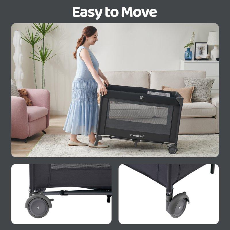 Pamo Babe 4-in-1 Baby Playard With Bassinet & Changing Table For Newborn