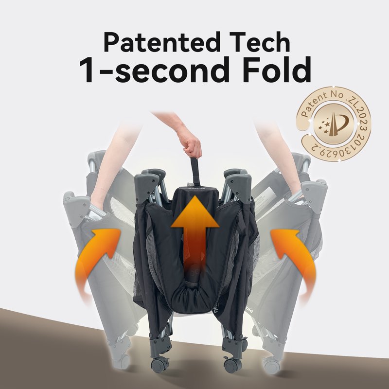 Pamo Babe Baby Playard Magic Fold 1 Step Bassinet & Changing Table For Newborn 4-Panels (Black)