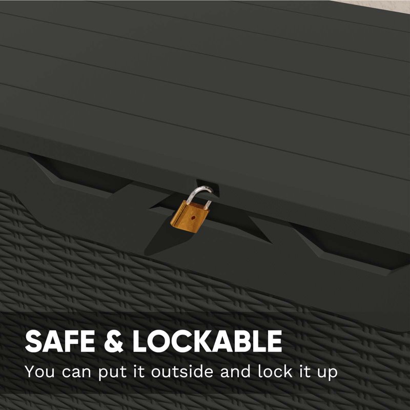 Patiowell 100 Gallon Resin Deck Box Large Outdoor Storage Box With Padlock For Patio Furniture Black