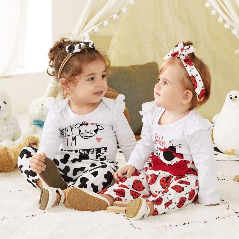 PatPat Newborn Baby Girl Clothes Long Sleeve Romper Bodysuit And Pants Outfit Set 3-6 Months