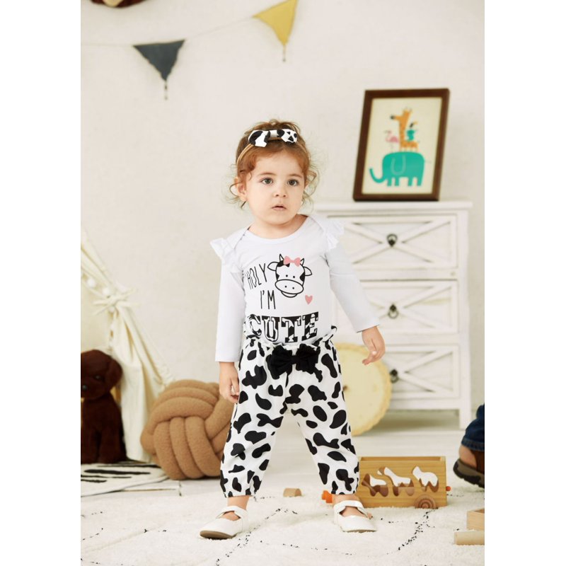 PatPat Newborn Baby Girl Clothes Long Sleeve Romper Bodysuit And Pants Outfit Set 3-6 Months