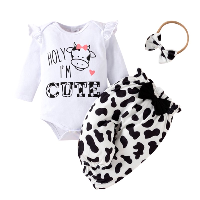 PatPat Newborn Baby Girl Clothes Long Sleeve Romper Bodysuit and Pants Outfit Set 3-6 Months