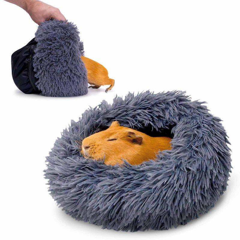 Paw Inspired Furr-O Guinea Pig Bed Burrowing Bed with Zip-On Spandex & Fleece Interchangeable Bottoms for Guinea Pigs and Other Small Animals Hideout Hideaway (Dark Gray)