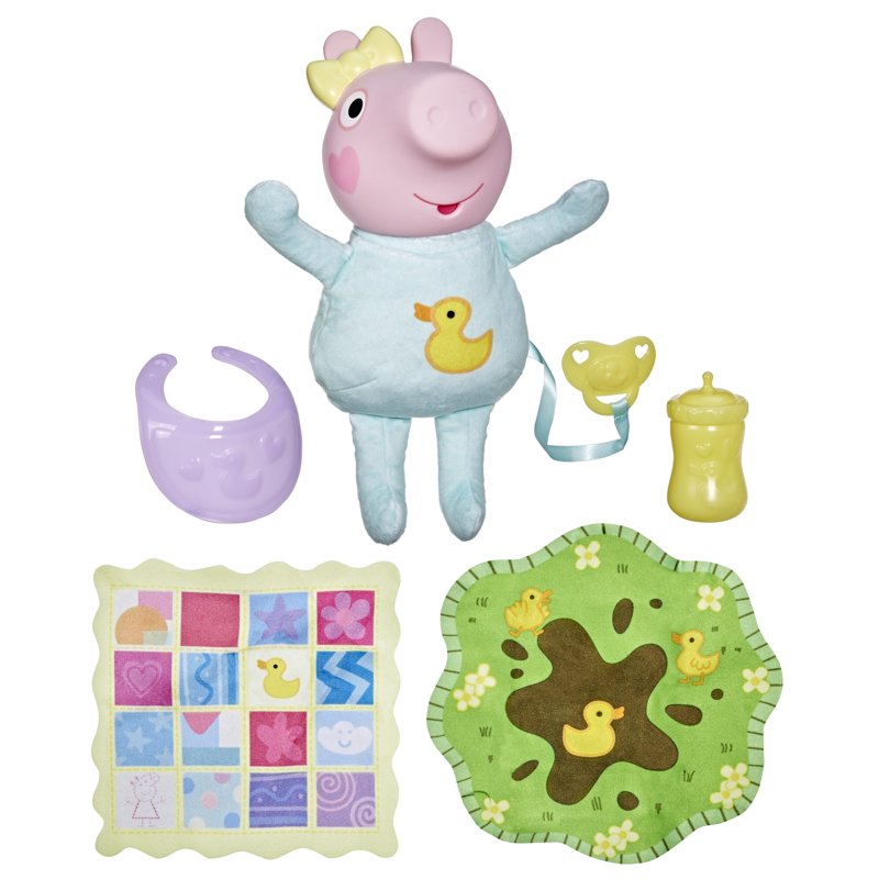 Peppa Pig Toys Oinks + Snuggles Baby Evie Interactive Baby Doll with Accessories 20+ Sounds 3+