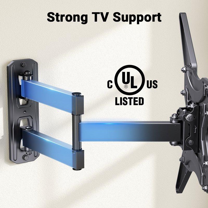 PERLESMITH Full Motion TV Wall Mount For 26"- 60" TVs 70 Lbs Capacity UL Listed PSMFK18B