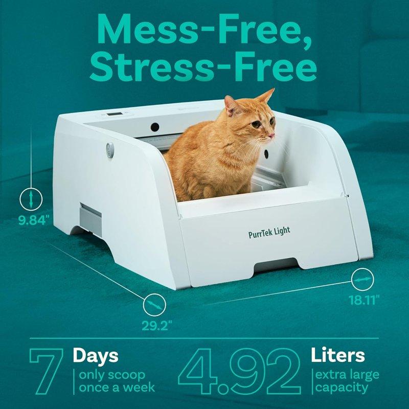 Petcove Automatic Litter Box For Cats With App Control – Self Cleaning Odor Control Quiet Auto Cat Litter Box For Multiple Cats - Light 1 Bag