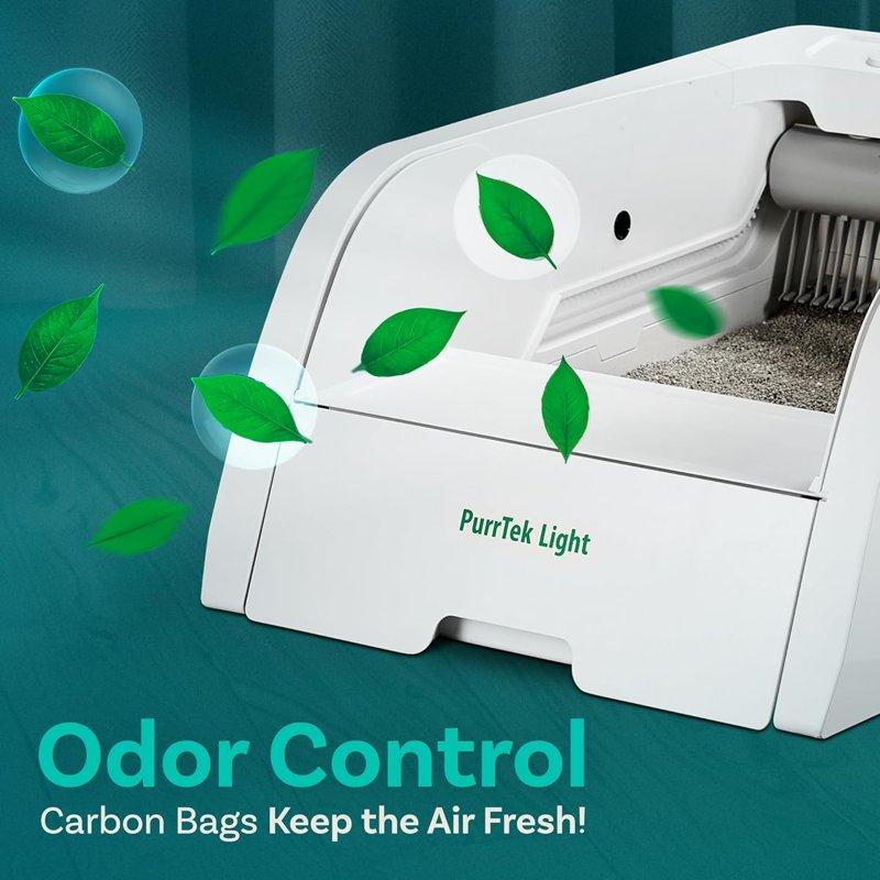 Petcove Automatic Litter Box For Cats With App Control – Self Cleaning Odor Control Quiet Auto Cat Litter Box For Multiple Cats - Light 1 Bag