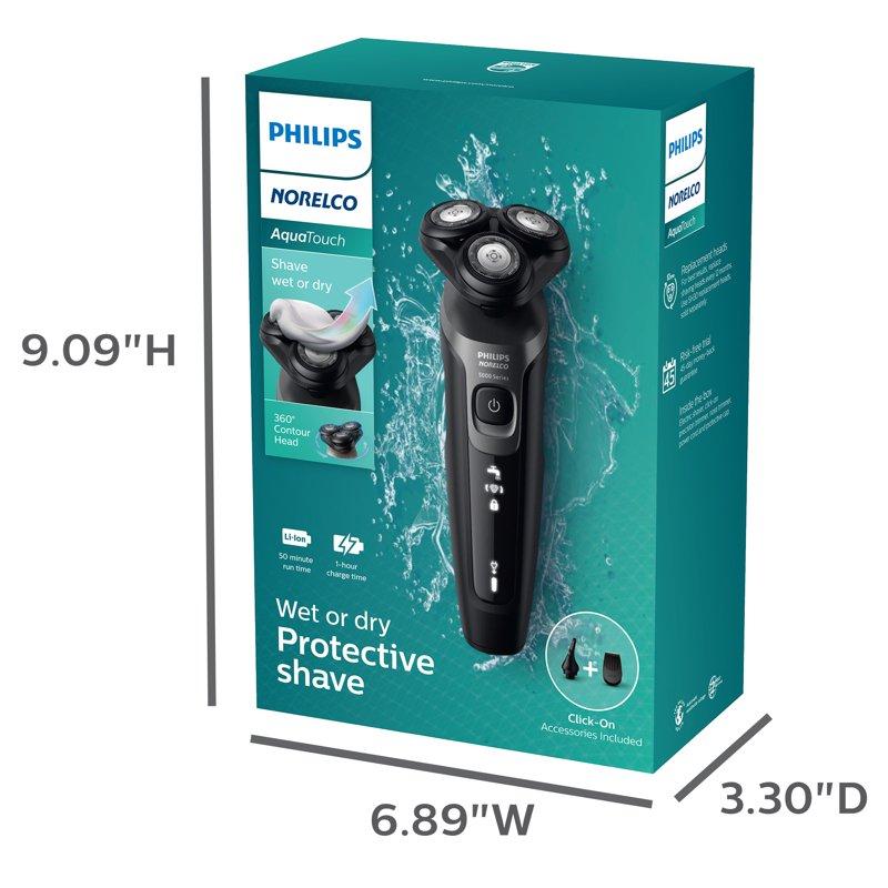 Philips Norelco Aquatouch Rechargeable Wet & Dry Electric Shaver With Precision + Nose Trimmer