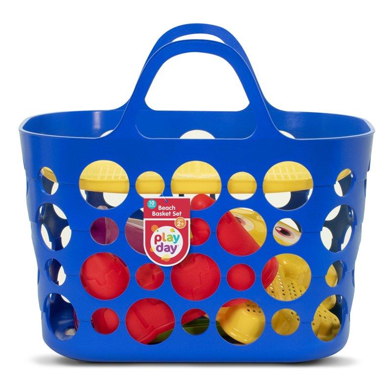Play Day Beach Basket Set 10 Piece Sand Toy Set