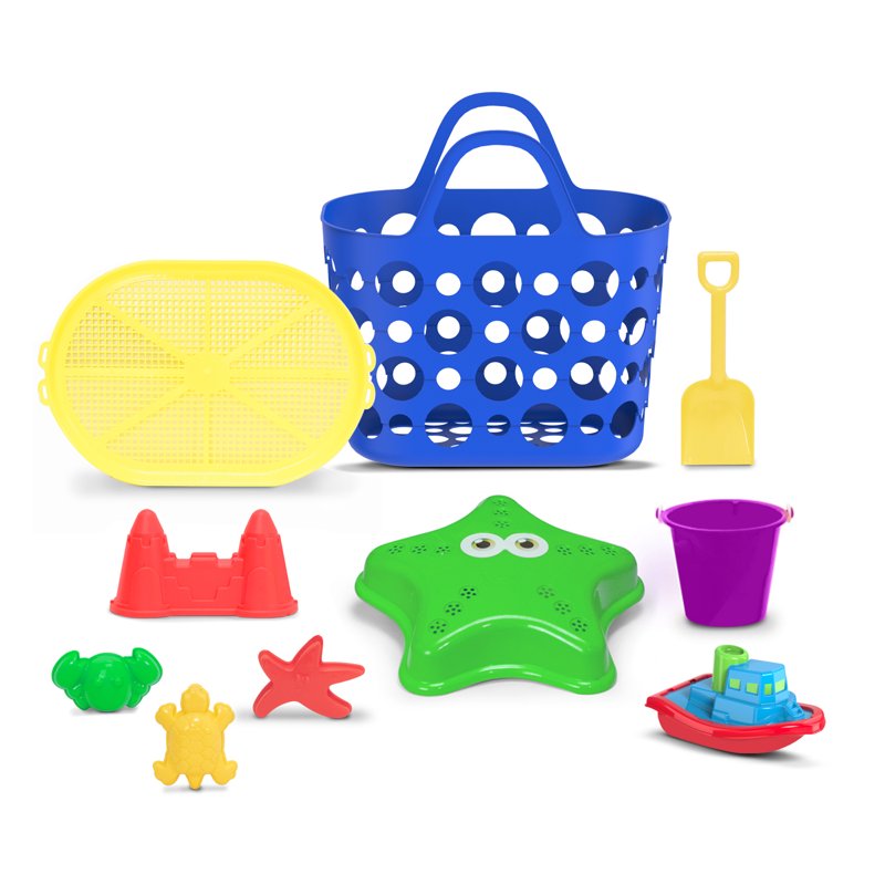 Play Day Beach Basket Set 10 Piece Sand Toy Set
