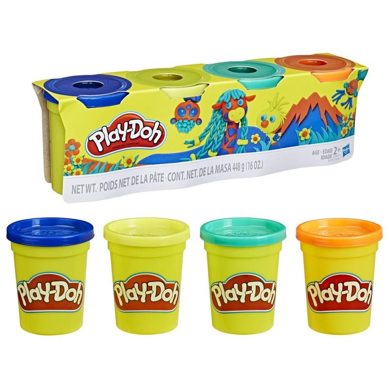 Play-Doh 4 Pack of Wild Non-Toxic Colors 4-Ounce Cans (Dark Blue Bright Green Orange Green) Classroom Supplies Preschool Crafts