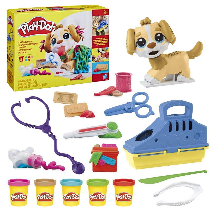 Play-Doh Care 'n Carry Vet Playset with Toy Dog Storage 10 Tools 5 Colors Kids Toys Ages 3+