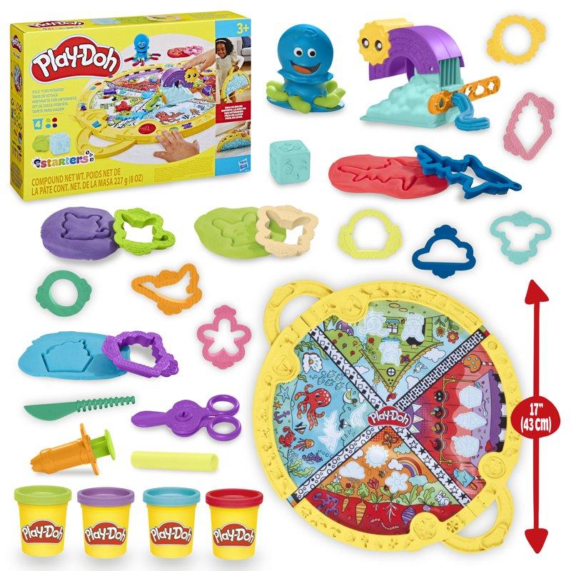 Play-Doh Fold & Go Playmat Starter Set 17" Foldable Mat Arts and Crafts Toys for Kids 3+