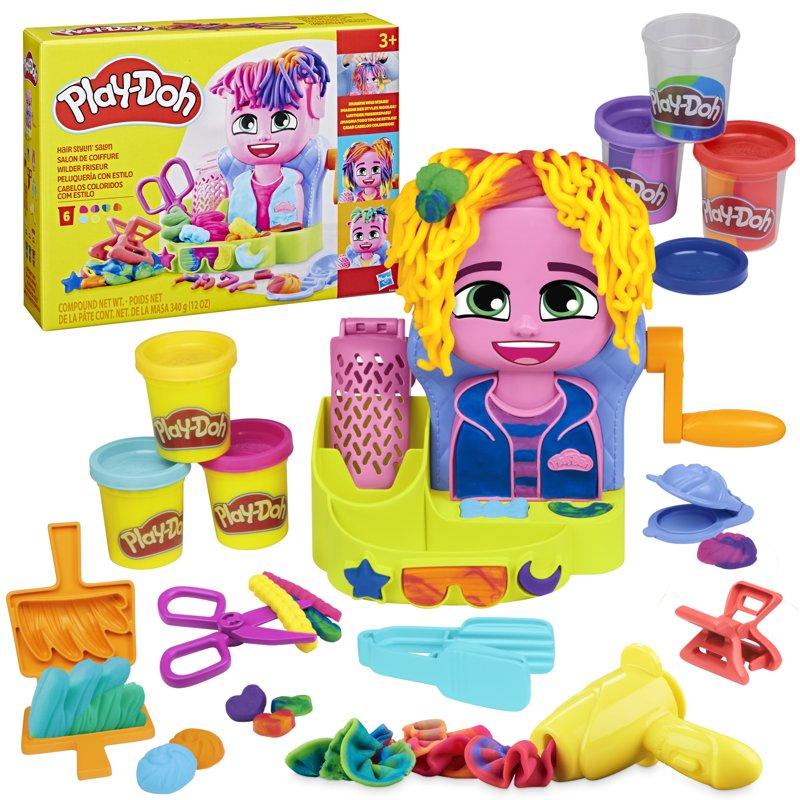 Play-Doh Hair Stylin' Salon Playset with 6 Cans Pretend Play Toys for Girls and Boys Ages 3 and Up