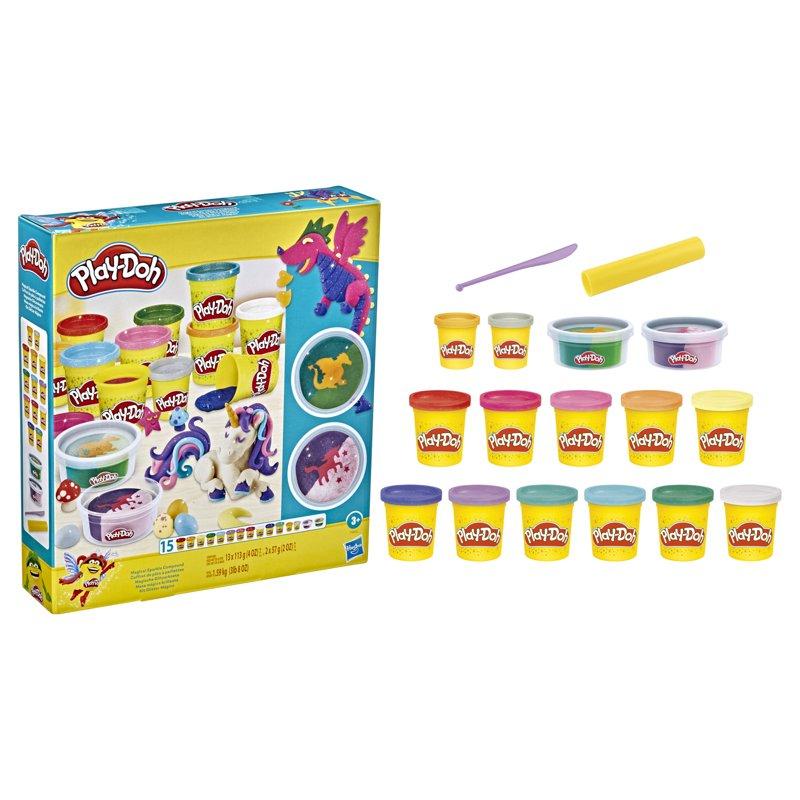 Play-Doh Magical Sparkle Pack for Kids 15 Cans of Sparkle Super Shimmer and Metallic Non Candy Halloween Treats