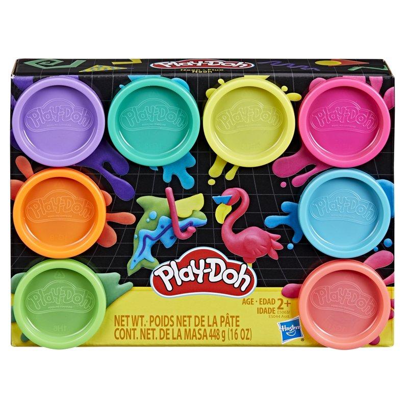 Play-Doh Neon Colors 8 Pack Of 2-Ounce Cans Arts And Crafts For Kids Non Candy Halloween Treats