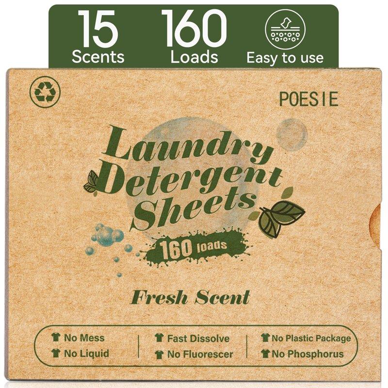 Poesie Laundry Detergent Sheets Fresh Scent No Waste 160 Count 1 Pack Poesie Laundry Detergent Sheets Fresh Scent No Waste 160 Count 1 Pack