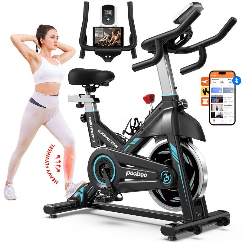 Pooboo Professional Indoor Cycling Bike Stationary Exercise Bikes Home Cardio Workout Bicycle Machine 350lb Flywheel Weight 40lbs