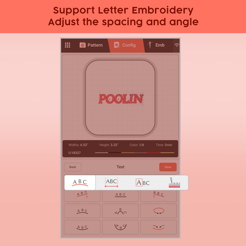 Poolin EOC05 Embroidery Machine 4x9.25" Area 7" Touch Screen With Kit