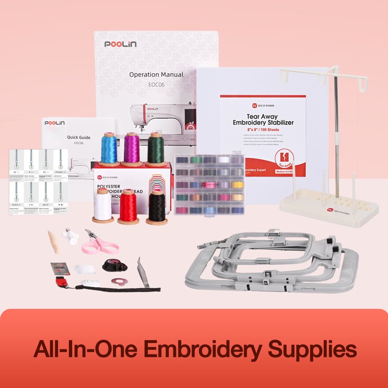 Poolin EOC06RE Embroidery Machine 7.9x11" Large Area 7" Touch Screen Wifi Connectivity With Embroidery Kit - Christmas Special Edition
