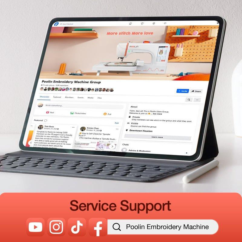 Poolin EOC06RE Embroidery Machine 7.9x11" Large Area 7" Touch Screen Wifi Connectivity With Embroidery Kit - Christmas Special Edition