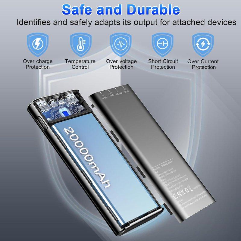 Portable Charger 20000mah Power Bank 22.5W Fast Charging Battery Pack With Usb-c/Usb-a Output Digital Display Portable Phone Charger For IPhone 16/15/14/13 Pro Samsung Google LG IPad AirPods