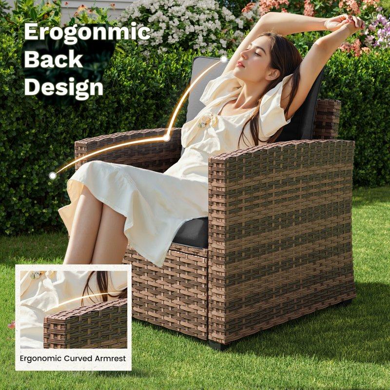 POTEBAN Patio Furniture Set 7 Pieces Outdoor Sectional Sofa Couch With Chairs Ottomans And Comfy Cushions All Weather Wicker Rattan Patio Conversation Set For Garden Backyard Dark Grey