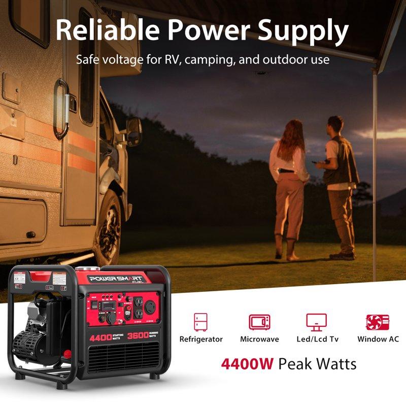 PowerSmart 4400-Watt Gas Powered Inverter Generator For Outdoor And Home Use EPA Compliant