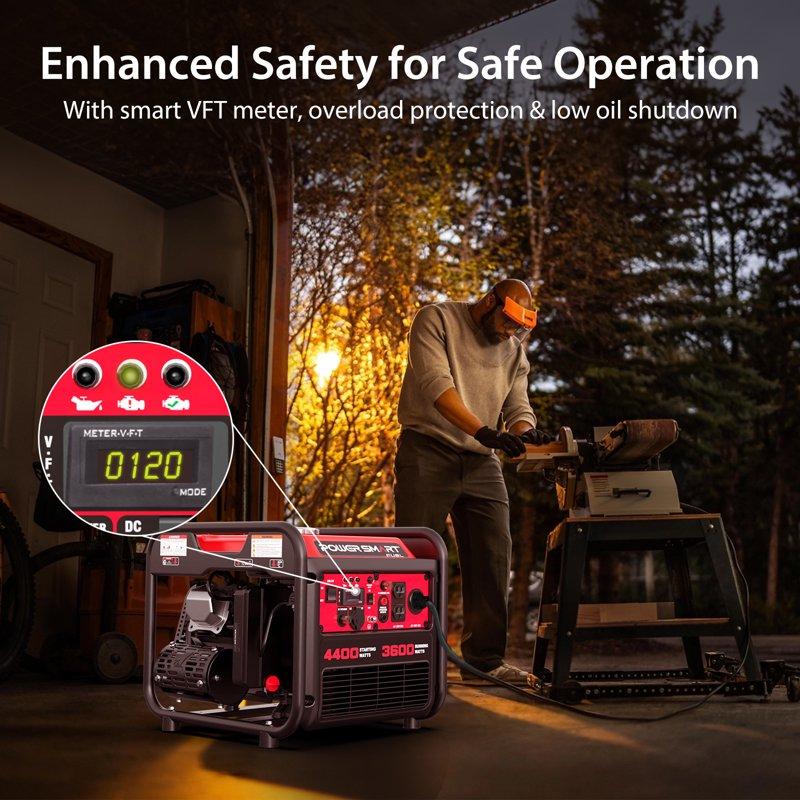 PowerSmart 4400-Watt Gas Powered Inverter Generator For Outdoor And Home Use EPA Compliant