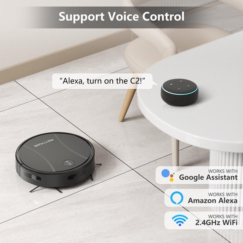 Prettycare C2 2 In 1 Robot Vacuum And Mop Combo Cleaner Black