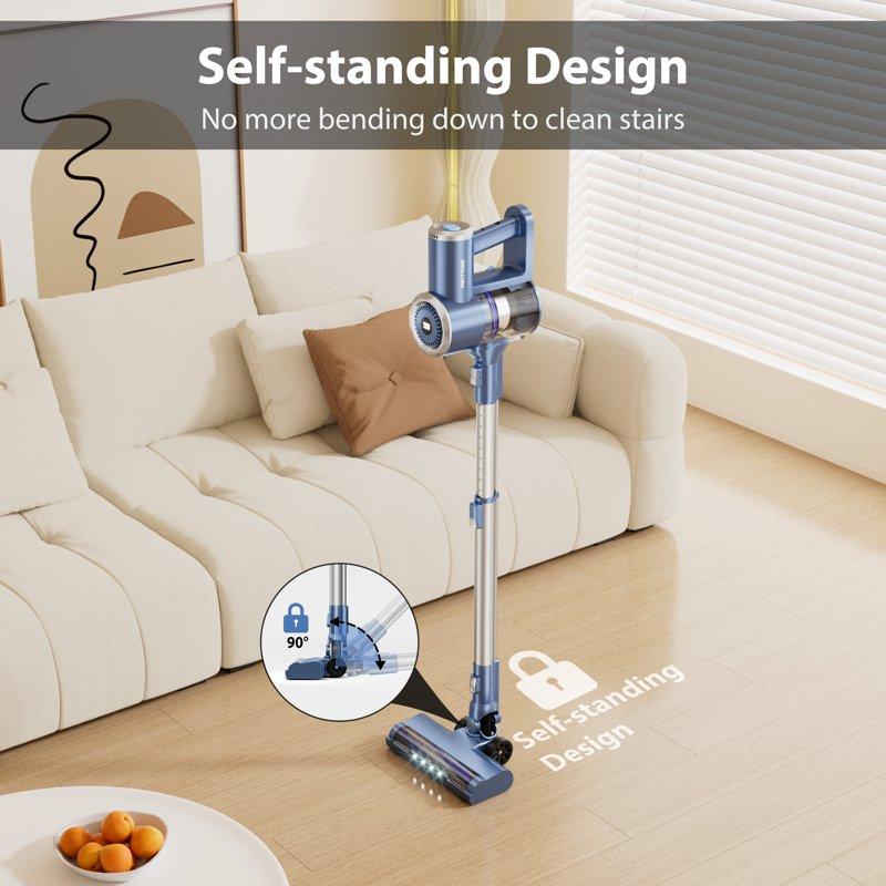 Prettycare Cordless Stick Vacuum Cleaner Lightweight Upright For Carpet Hard Floor Pet Hair W200