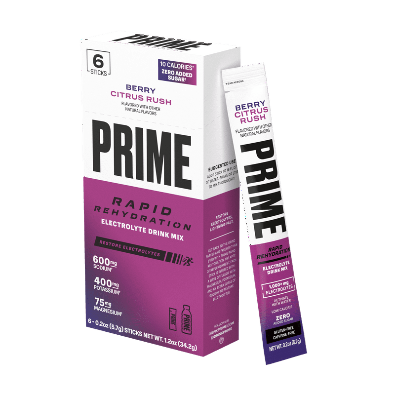 Prime Rapid Rehydration Sticks Berry Citrus Rush 6ct