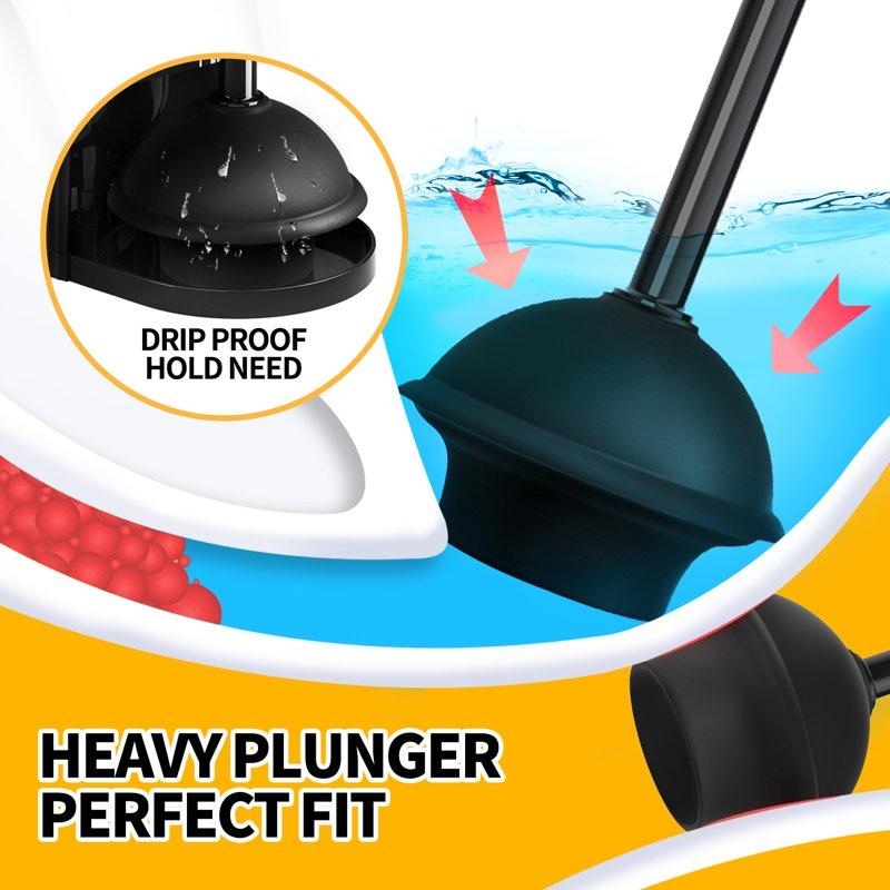 Propuri 2 In 1 Toilet Plunger And Brush Set Extended Handle Plunger Bathroom Cleaning Tools Black