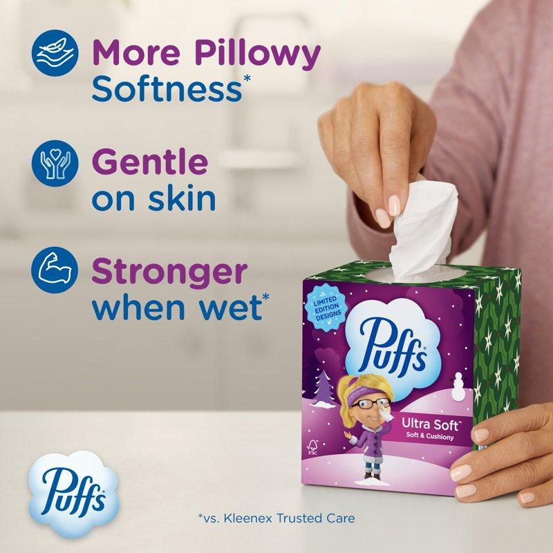 Puffs Ultra Soft Facial Tissues 4 Mega Cube Box 72 Facial Tissues Per Box