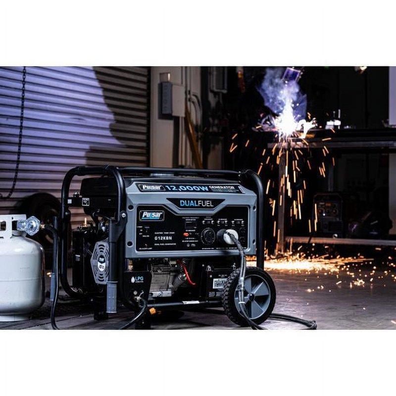 Pulsar 12 000W Dual Fuel Portable Generator In Space Gray With Electric Start G12KBN
