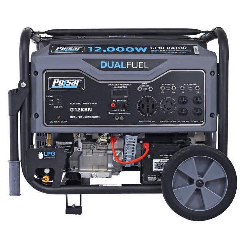 Pulsar 12 000W Dual Fuel Portable Generator in Space Gray with Electric Start G12KBN