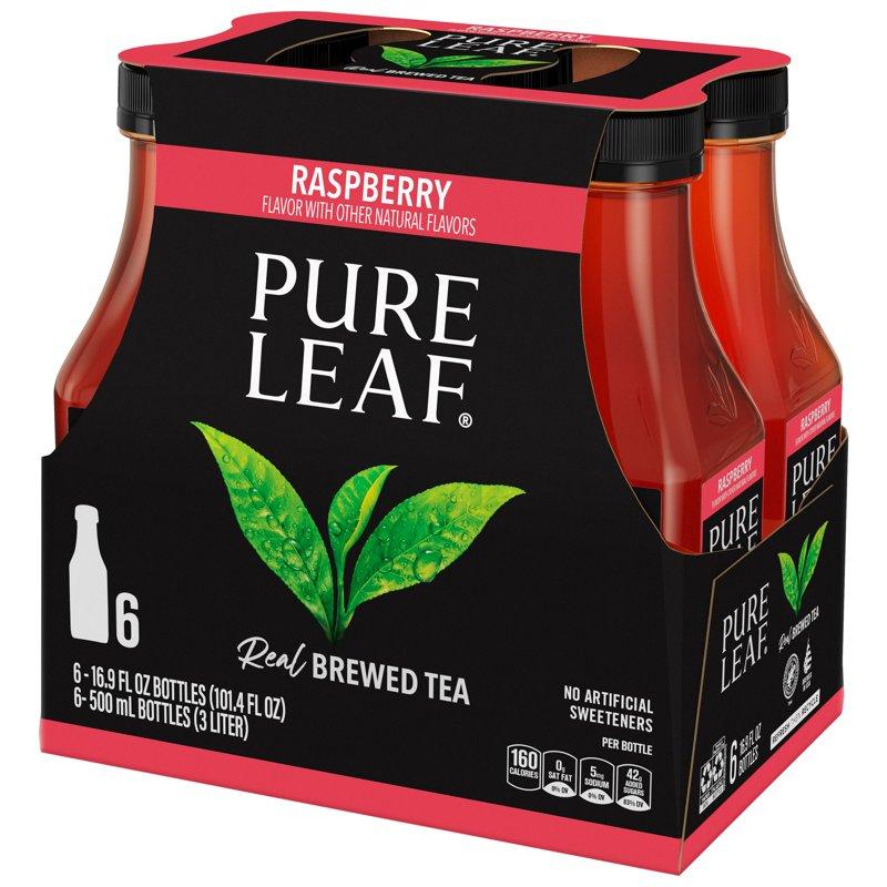 Pure Leaf Raspberry Real Brewed Iced Tea Bottled Tea Drink 16.9 Oz 6 Bottles