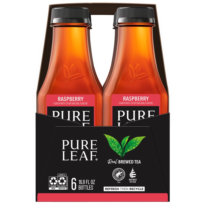 Pure Leaf Raspberry Real Brewed Iced Tea Bottled Tea Drink 16.9 Oz 6 Bottles