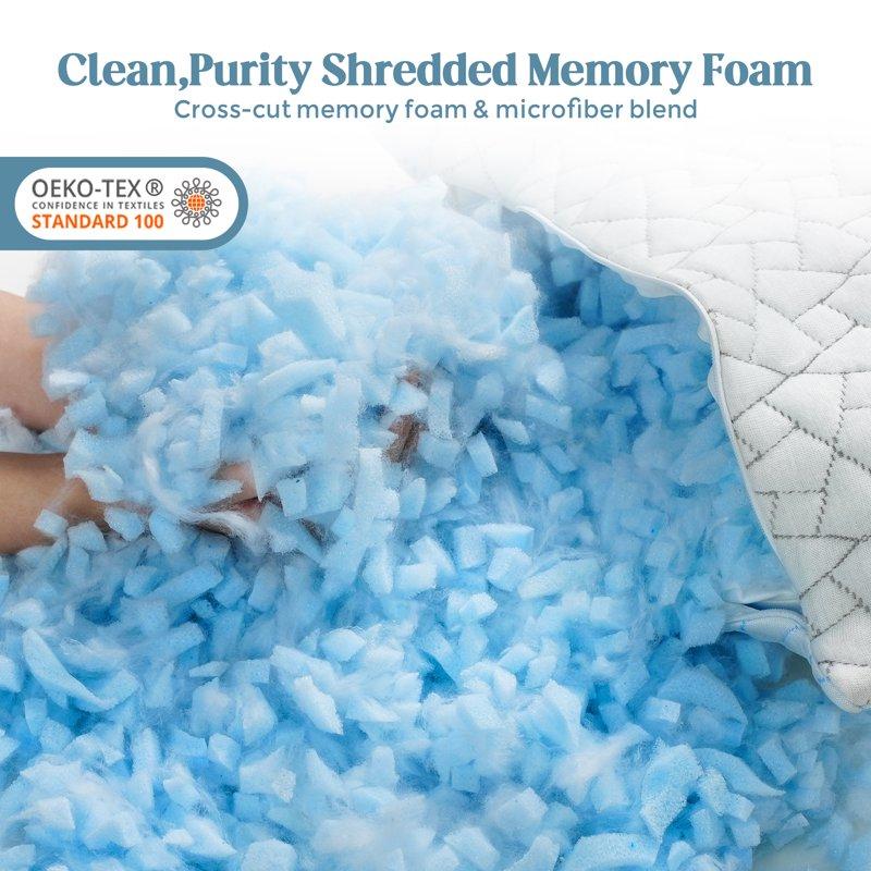 Puredown Memory Foam Pillows King Size Set Of 2 Temperature Regulating Reversible Summer Cooling Pillow For Sleeping 2 Pack Adjustable Cube Pillow For Side Sleepers Back Stomach Hot Sleepers