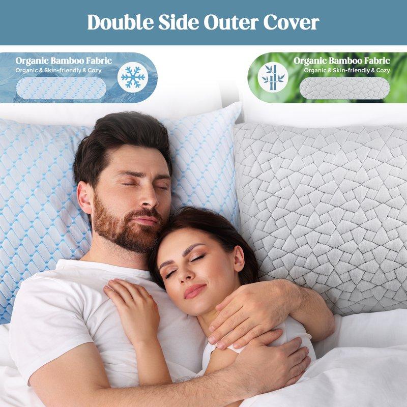Puredown Memory Foam Pillows King Size Set Of 2 Temperature Regulating Reversible Summer Cooling Pillow For Sleeping 2 Pack Adjustable Cube Pillow For Side Sleepers Back Stomach Hot Sleepers
