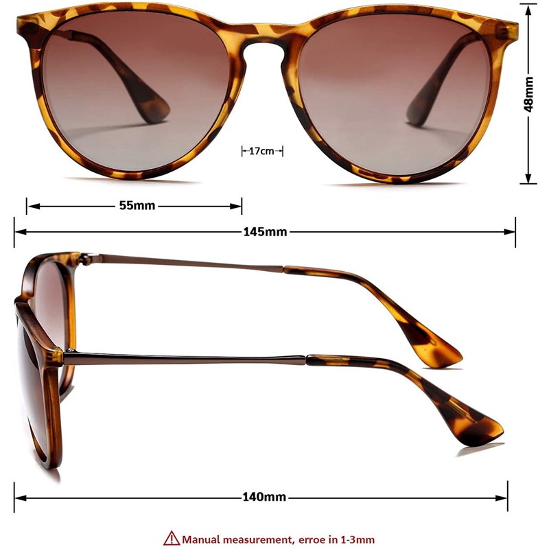 QiShi Vintage Round Sunglasses For Women Men Classic Retro Designer Style-Leopard