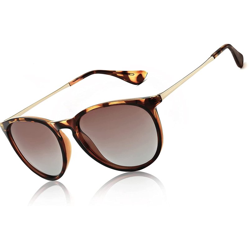QiShi Vintage Round Sunglasses for Women Men Classic Retro Designer Style-Leopard