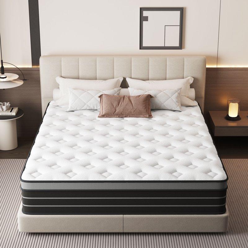 Queen Mattress 12 Inch Hybrid Innerspring Mattress For Pressure Relief Motion Isolation Medium Firm CertiPUR-US Certified