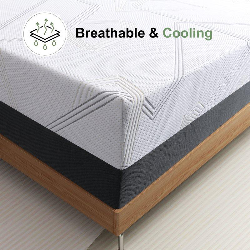 Queen Mattress FCCTO 10" Medium Gel Memory Foam Mattress In A Box For Adult