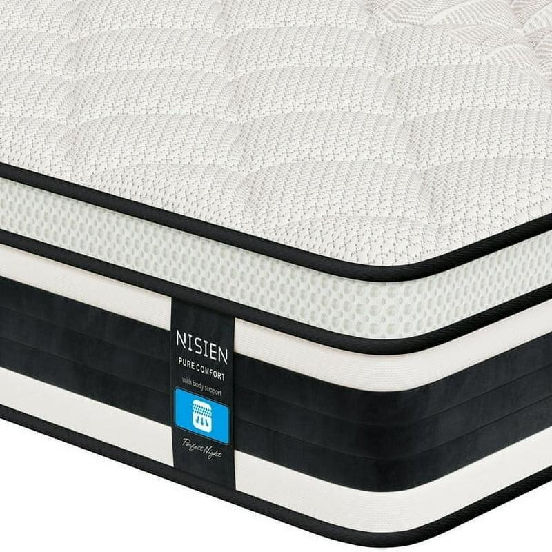 Queen Mattress Nisien 12 Inch Hybrid Mattress In A Box Gel Memory Foam Mattress Individually Wrapped Pocket Coils Innerspring Mattress Support & Pressure Relief Medium Firm Feel 60"*80"*12"