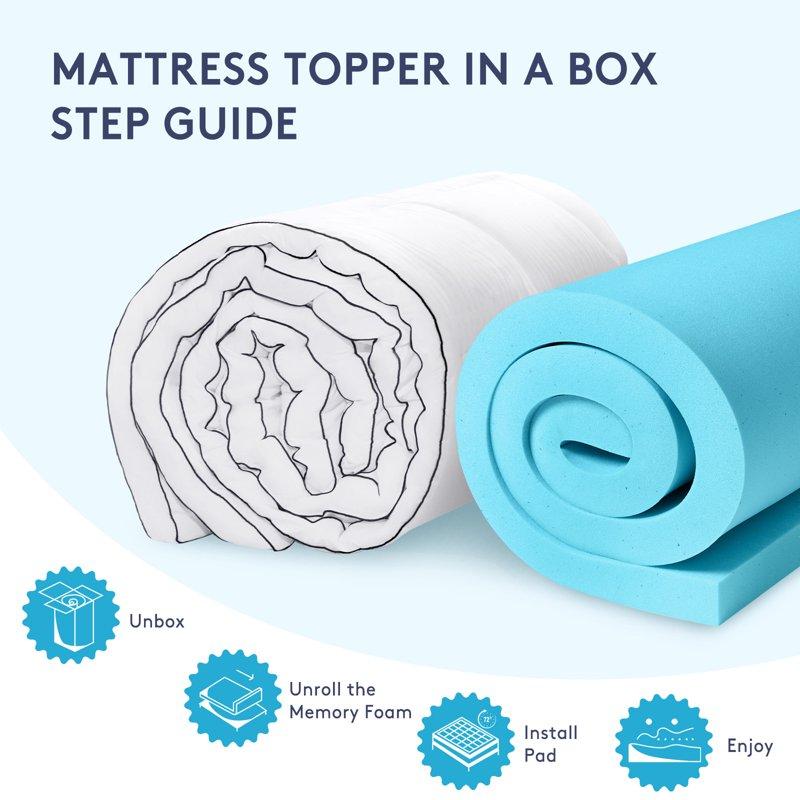 Queen Size Dual Layer 4 Inch Memory Foam Mattress Topper 2 Inch Gel Memory Foam And 2 Inch Cooling Pillow Top Mattress Pad Cover For Back Pain Medium Support